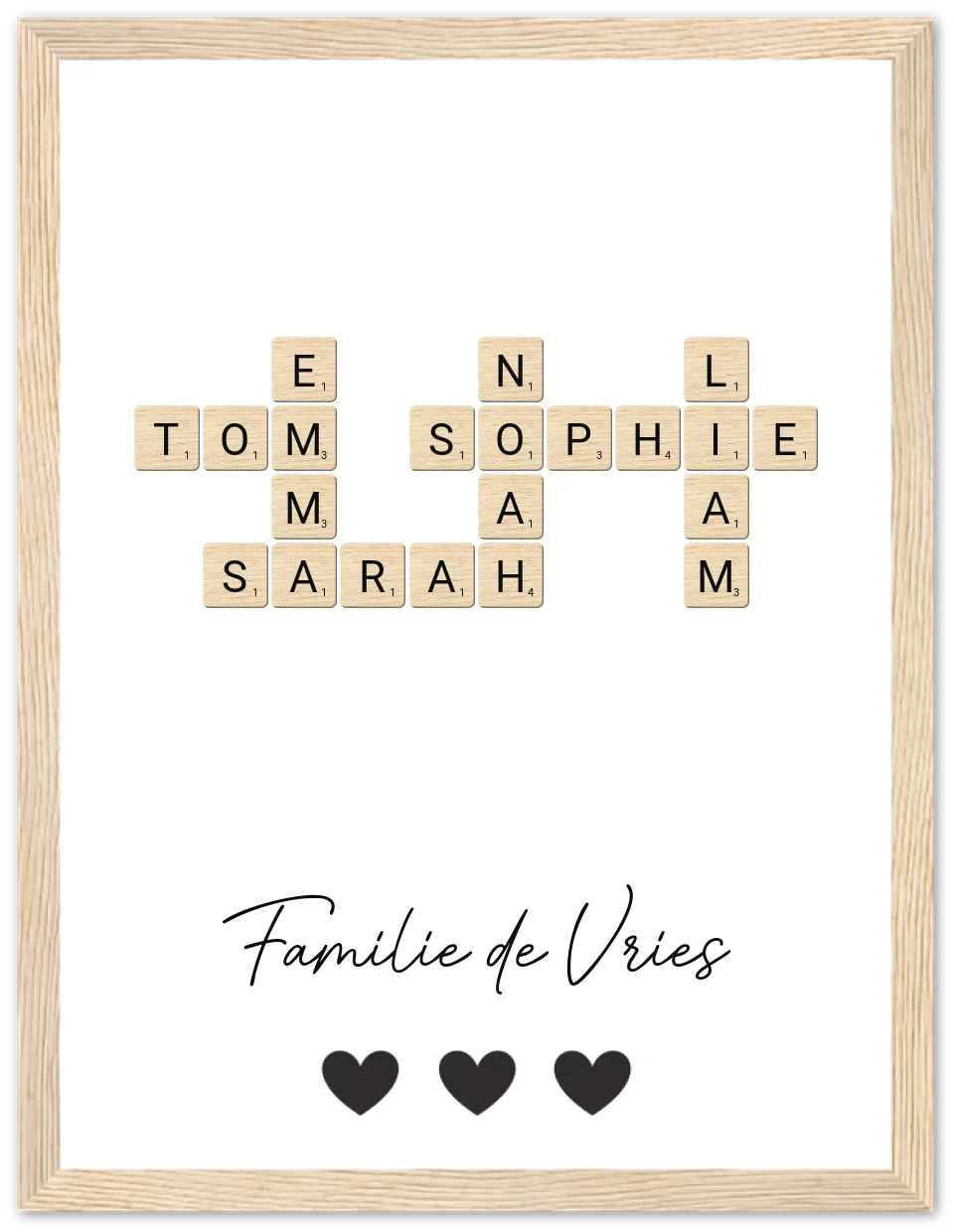 Scrabble - Gepersonaliseerde poster met lijst