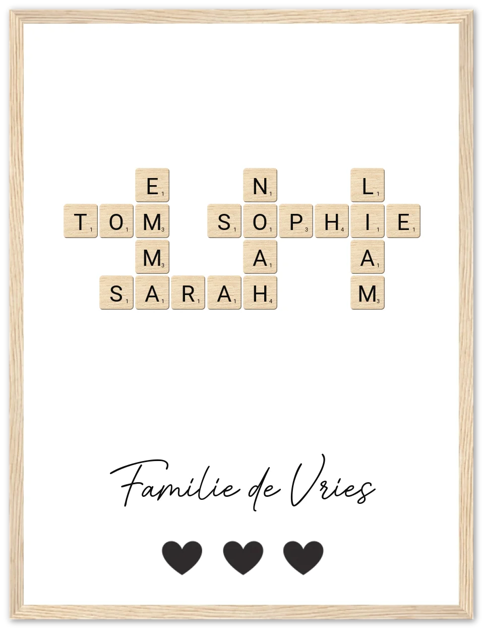 Scrabble - Gepersonaliseerde poster met lijst