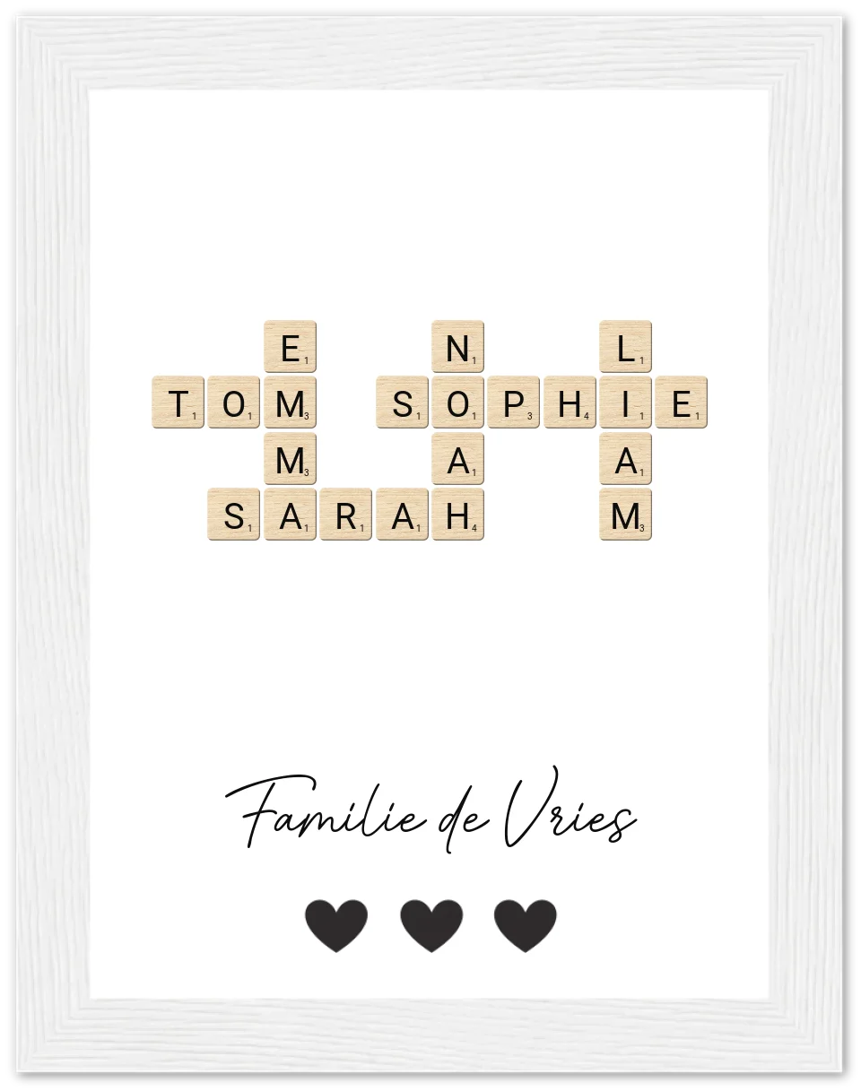 Scrabble - Gepersonaliseerde poster met lijst