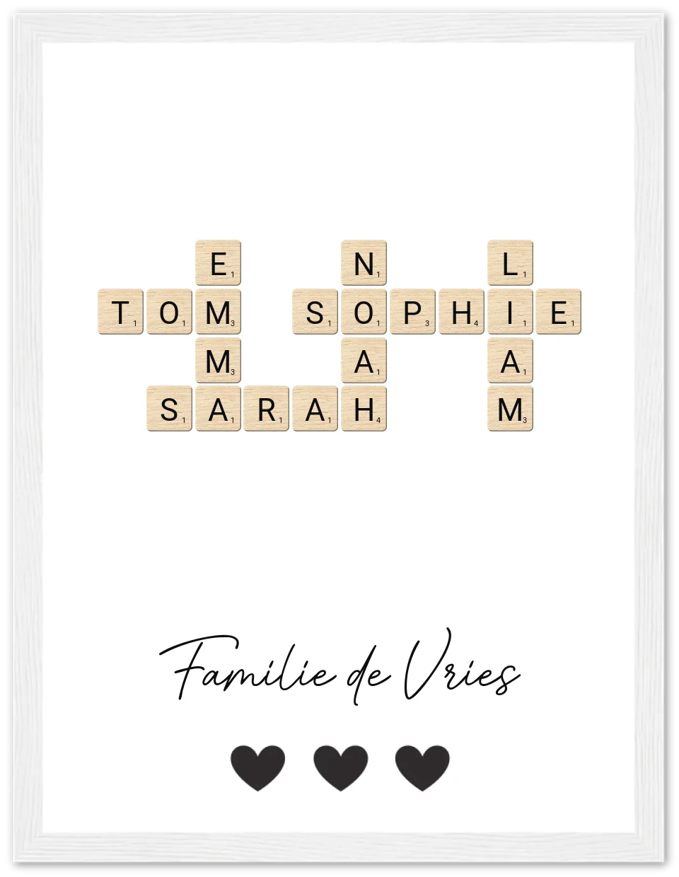 Scrabble - Gepersonaliseerde poster met lijst