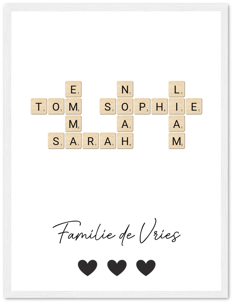 Scrabble - Gepersonaliseerde poster met lijst