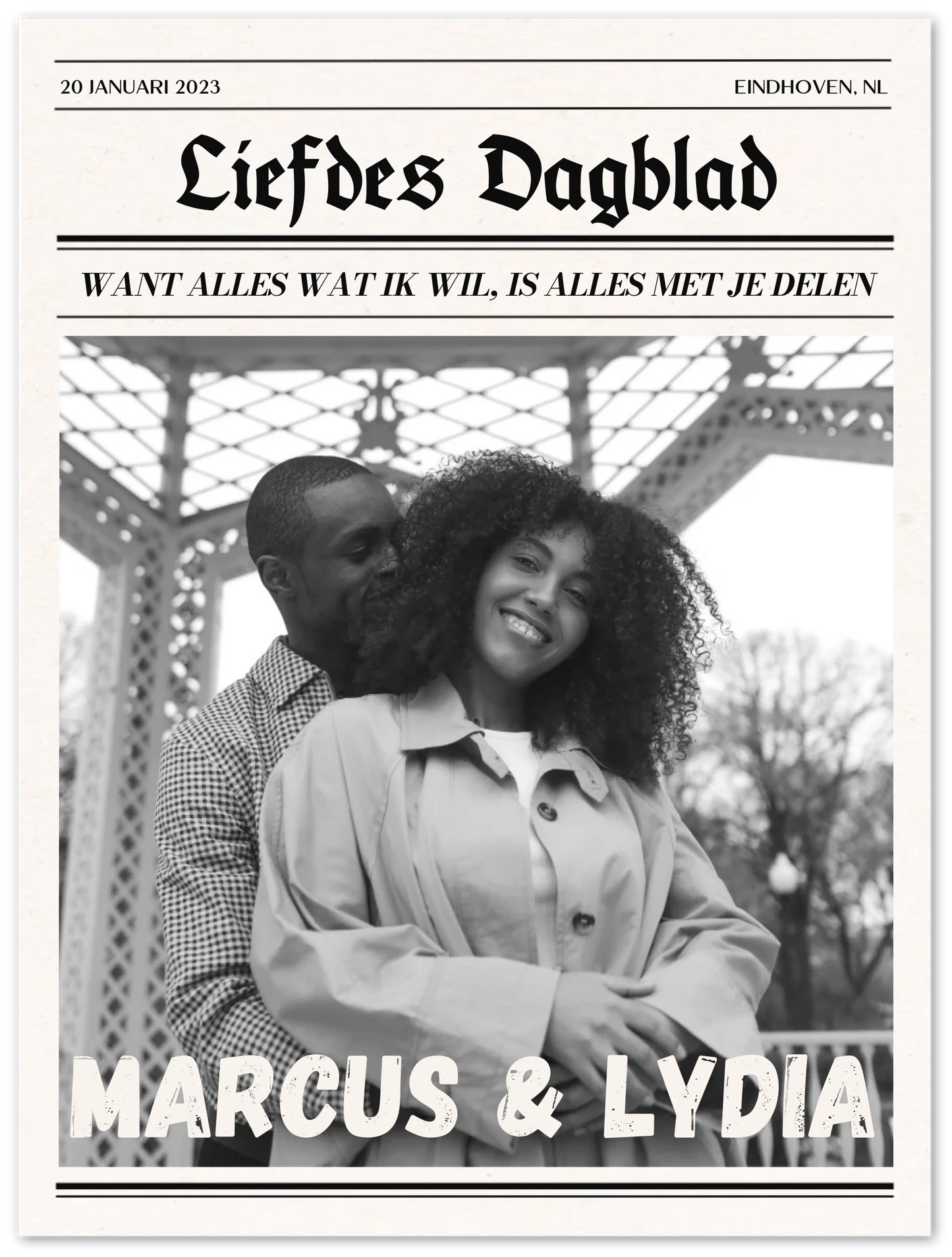 Liefdes dagblad - Gepersonaliseerde poster