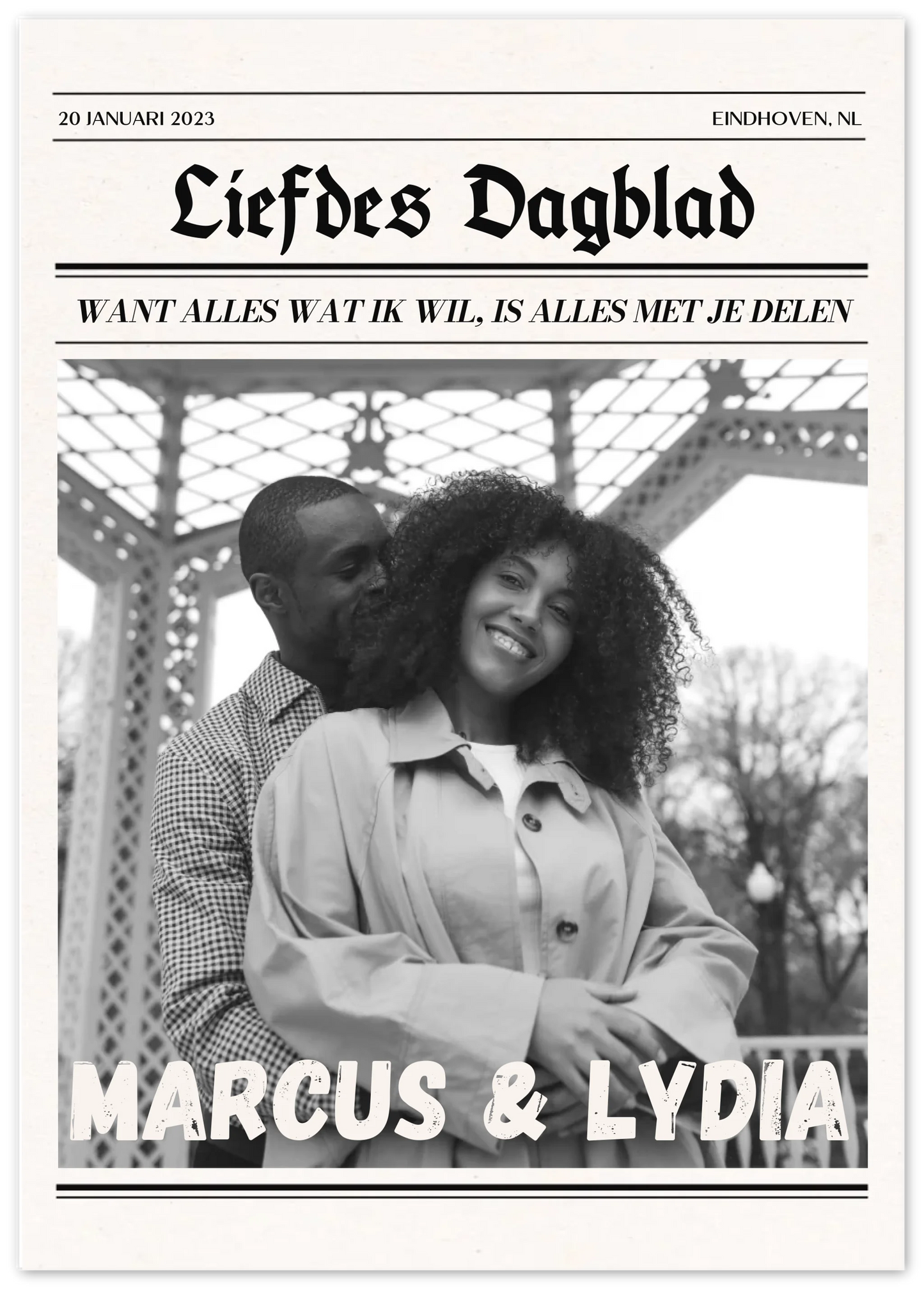 Liefdes dagblad - Gepersonaliseerde poster