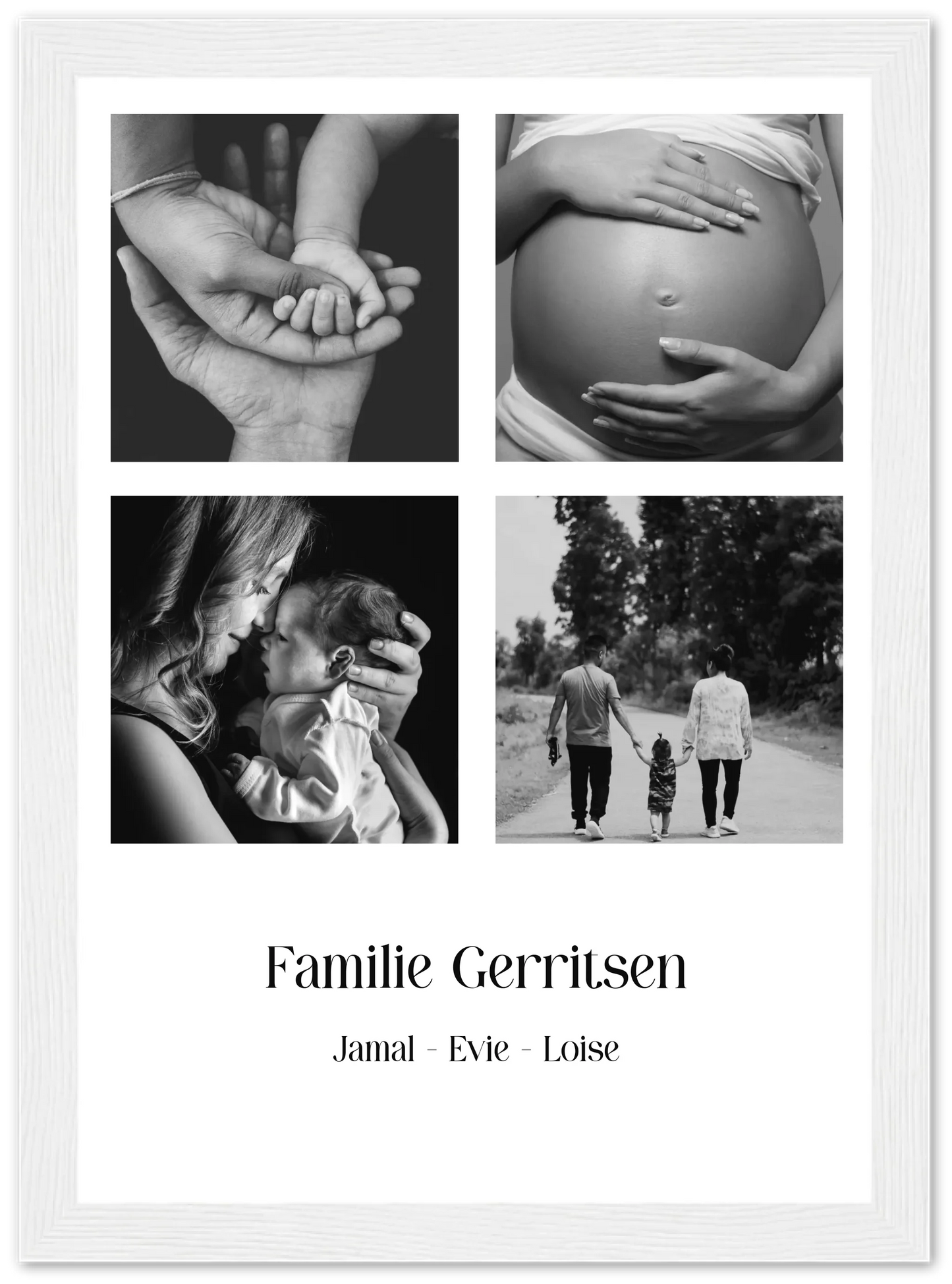 Fotocollage familie 4 foto's - Gepersonaliseerde poster met lijst