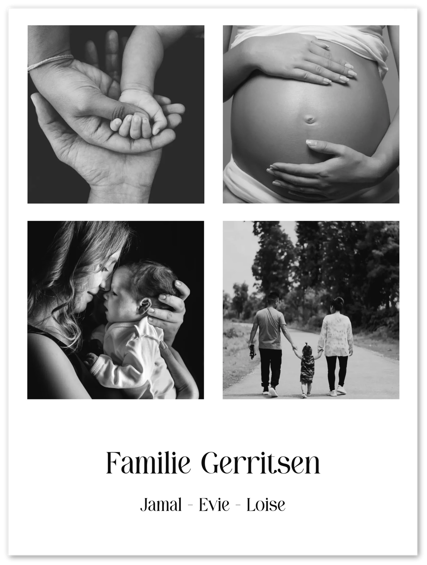 Fotocollage familie 4 foto's- Gepersonaliseerde poster