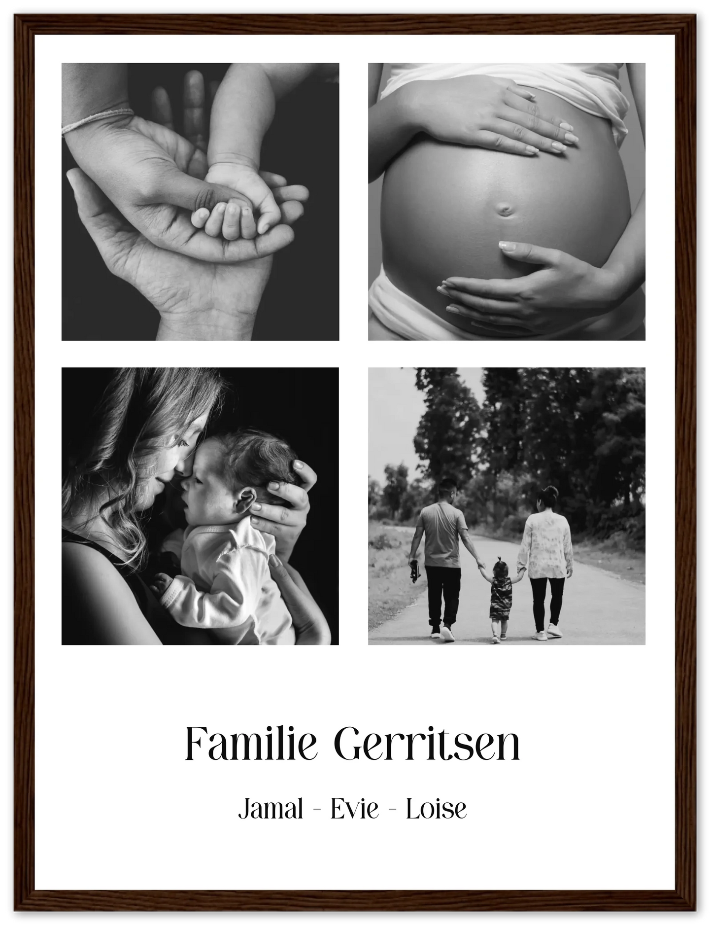 Fotocollage familie 4 foto's - Gepersonaliseerde poster met lijst