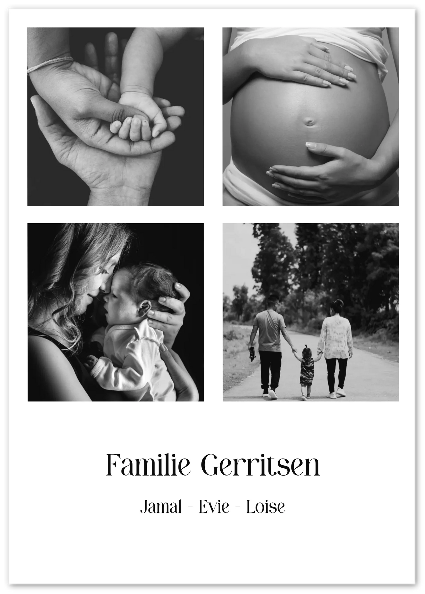 Fotocollage familie 4 foto's- Gepersonaliseerde poster