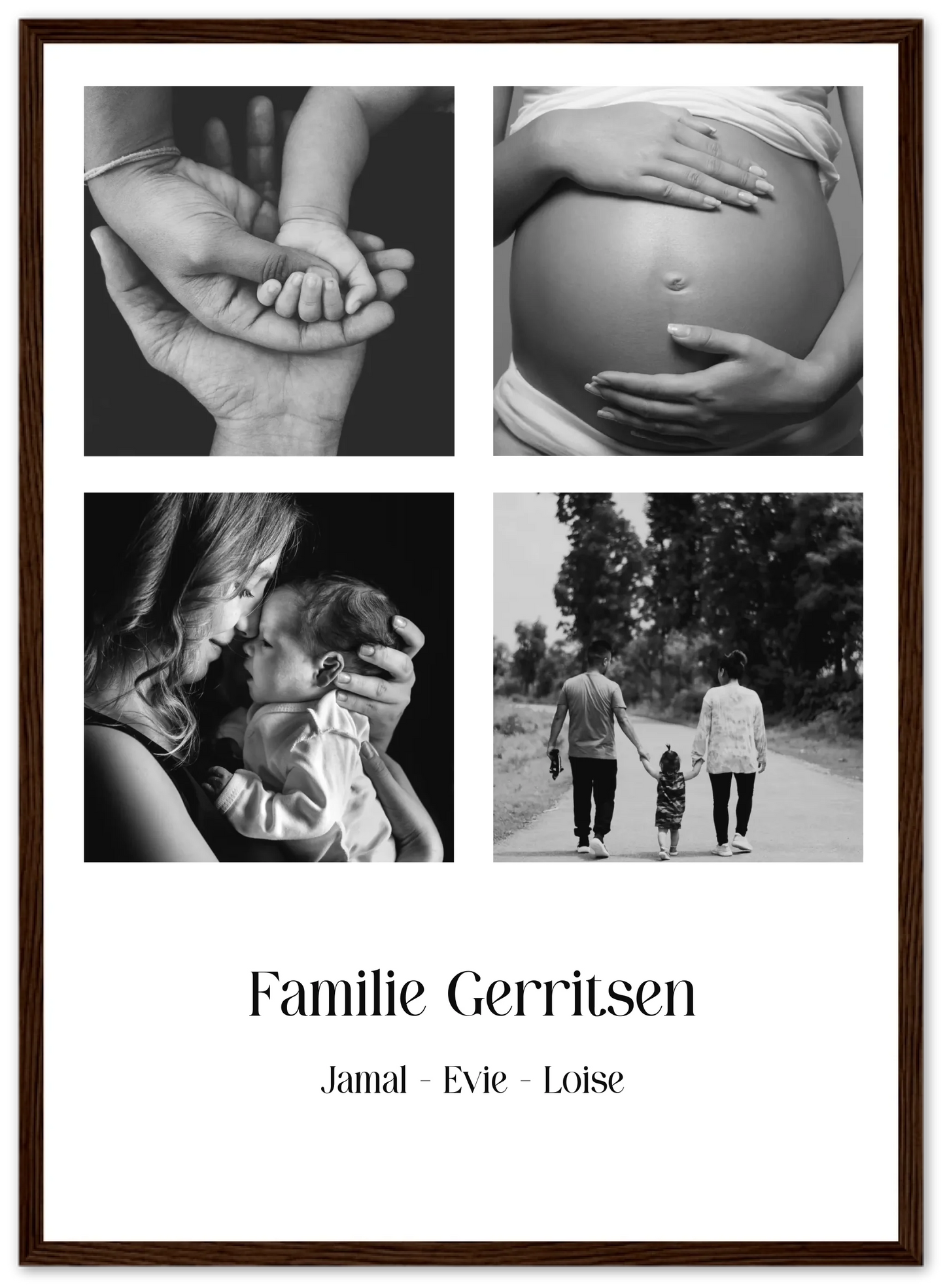 Fotocollage familie 4 foto's - Gepersonaliseerde poster met lijst