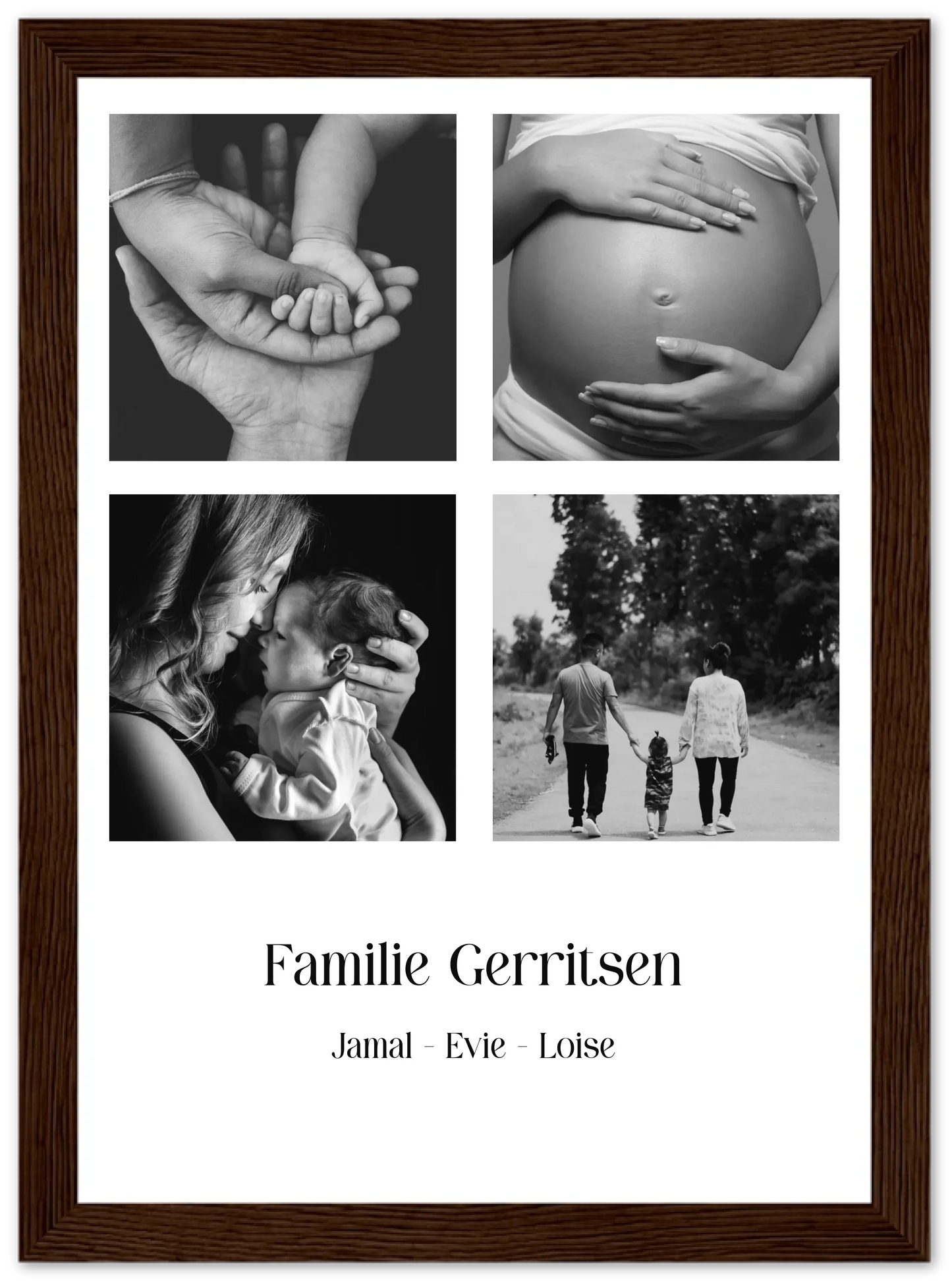 Fotocollage familie 4 foto's - Gepersonaliseerde poster met lijst