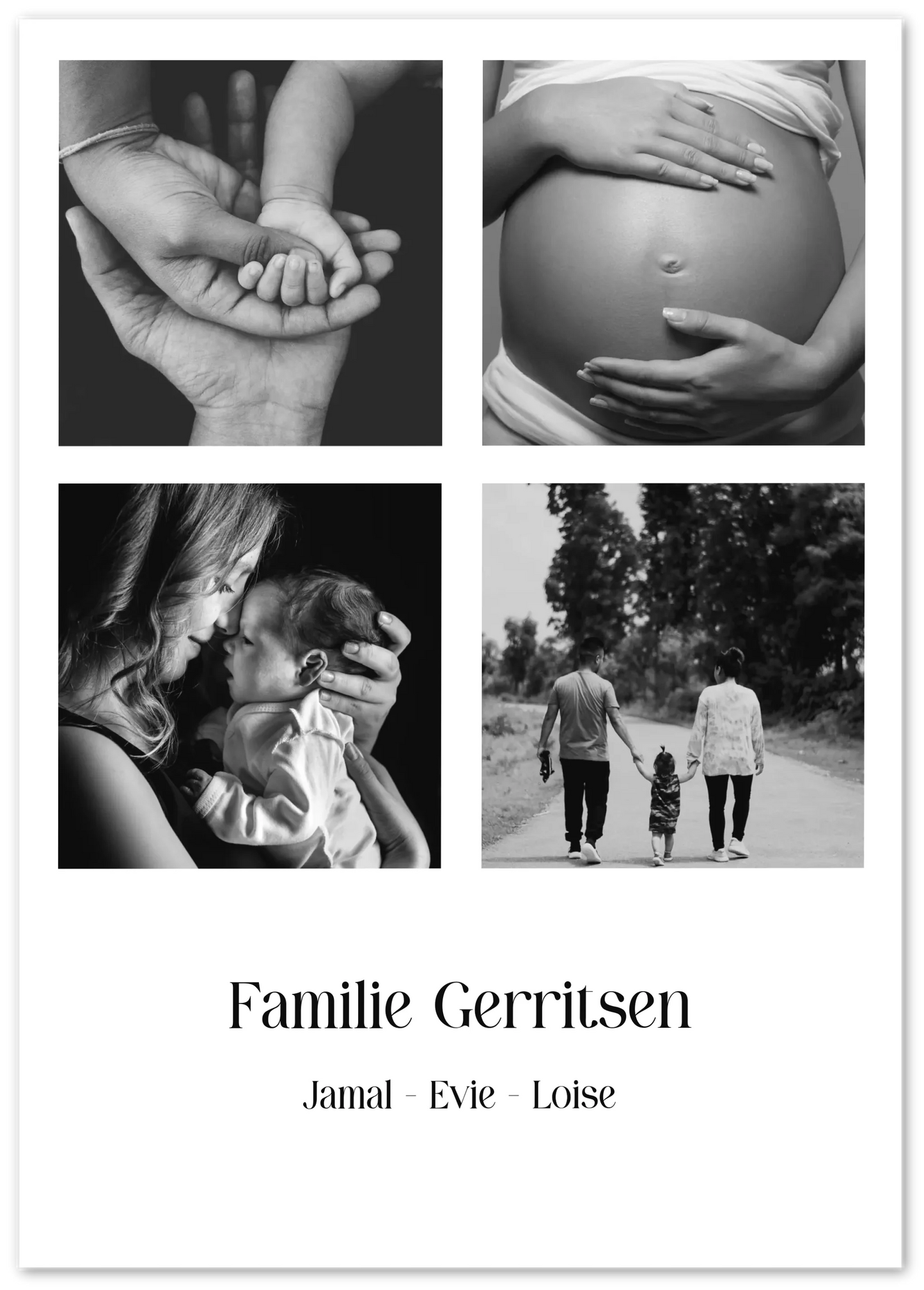 Fotocollage familie 4 foto's- Gepersonaliseerde poster