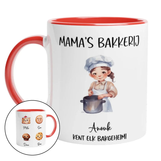 Gepersonaliseerde bak moederdag mok  met namen kinderen (1)