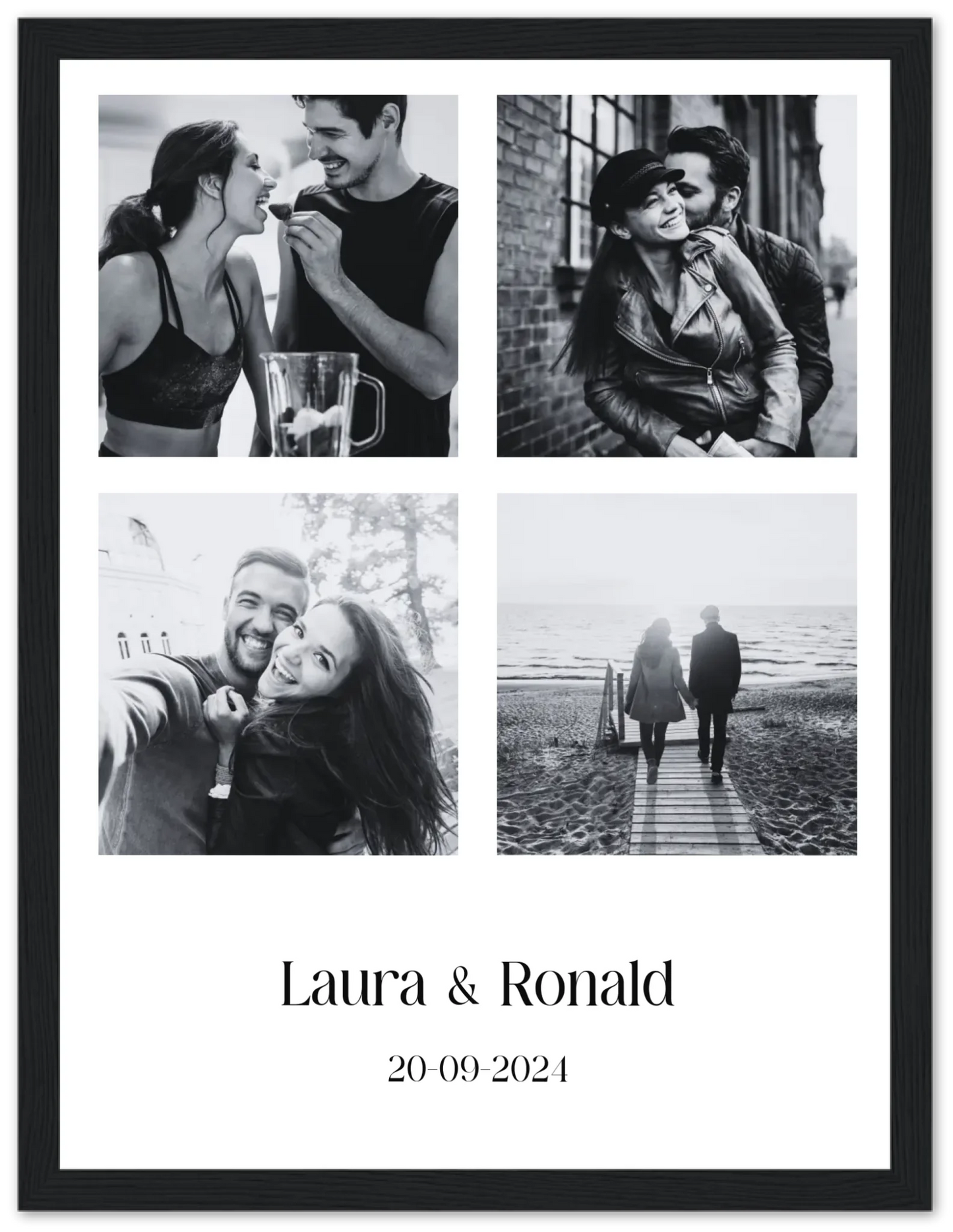 Fotocollage 4 foto's - Gepersonaliseerde poster met lijst