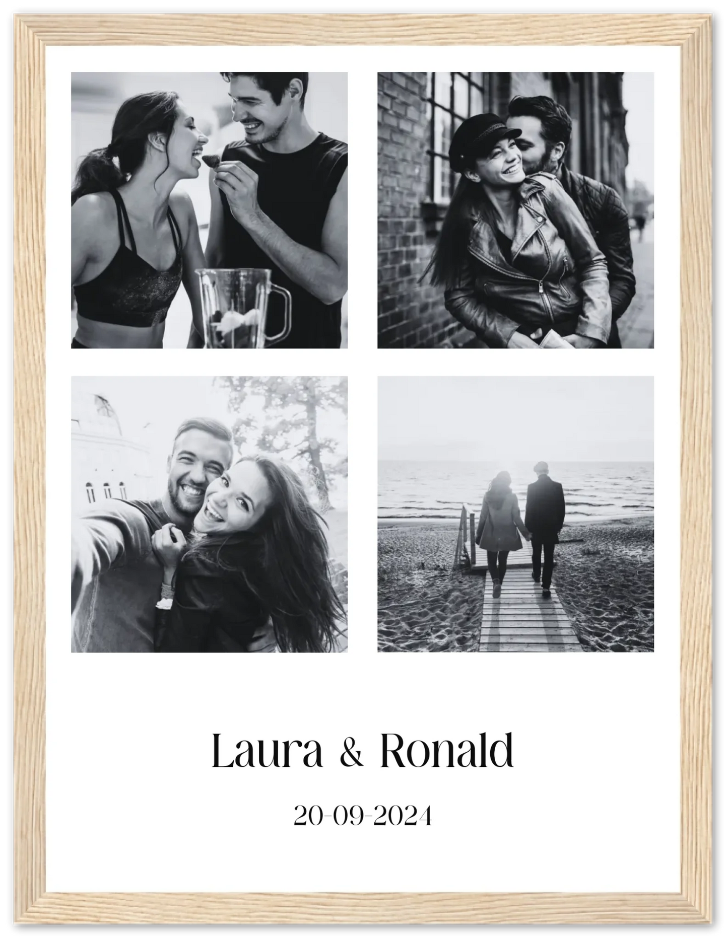 Fotocollage 4 foto's - Gepersonaliseerde poster met lijst